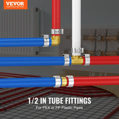 Pack of 12 Bostome 3/4-inch brass clamp-style NPT pipe fittings for PEX and PP pipes.