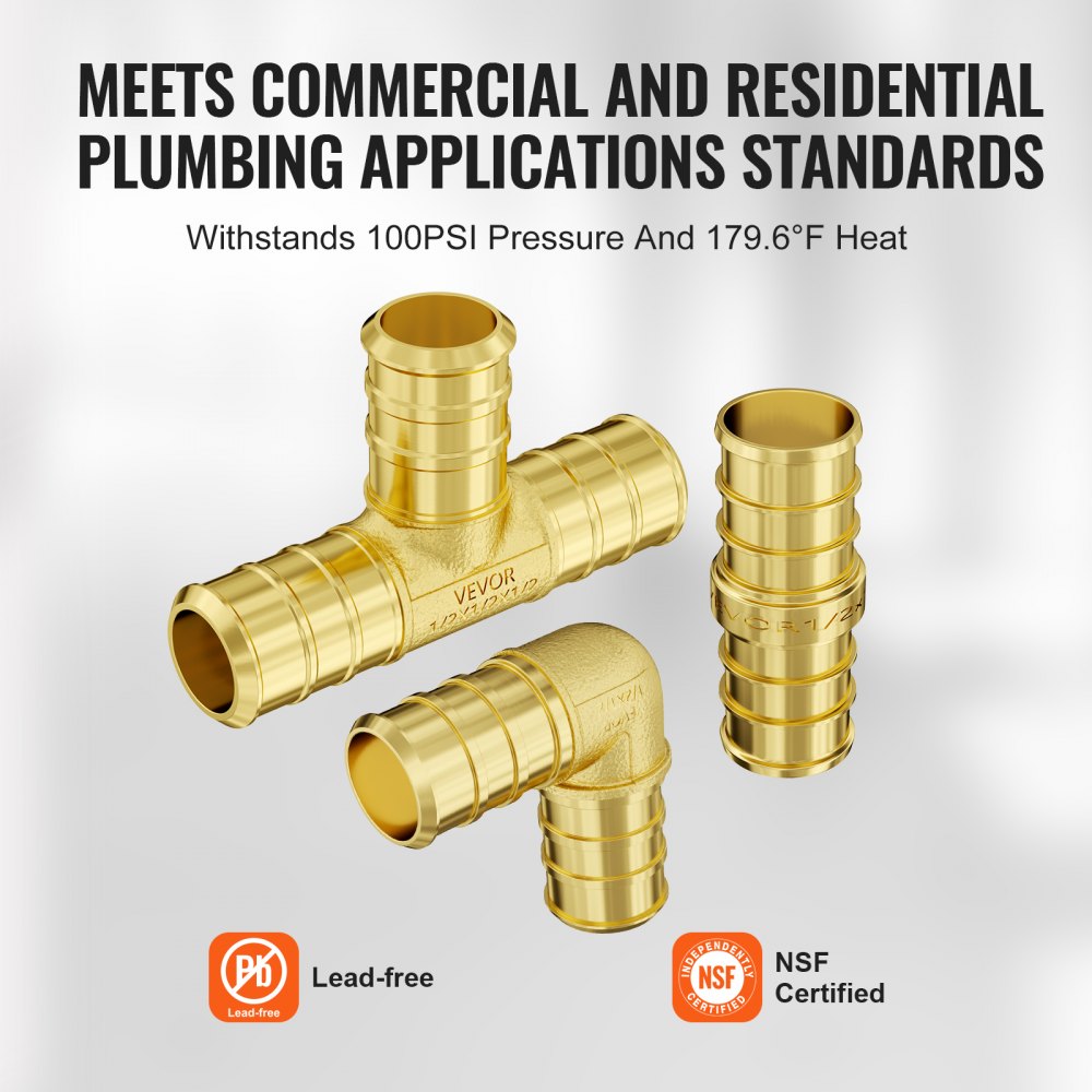 Three brass clamp-style NPT pipe fittings for plumbing, corrosion-resistant and lead-free.