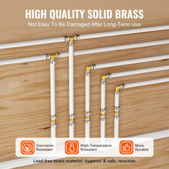 Pipe Fittings 3/4" 45PCS (Straight,Elbows,Tees) Brass Push-Fit for Air