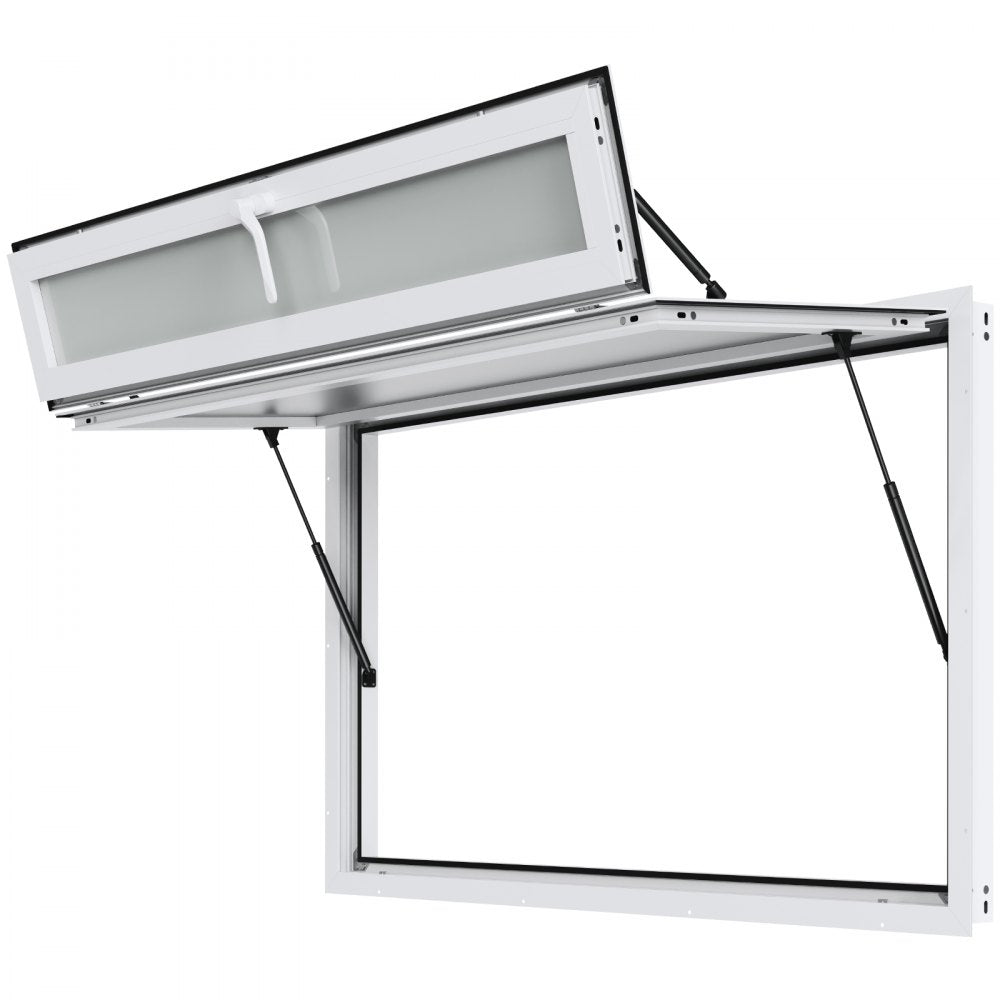 Concession Window 60"x36", Aluminum Alloy Food Truck Service Window with Triple Sliding Windows & Awning Door & Drag Hook, Up to 85 Degrees Serving Window for Food Trucks Concession Trailers