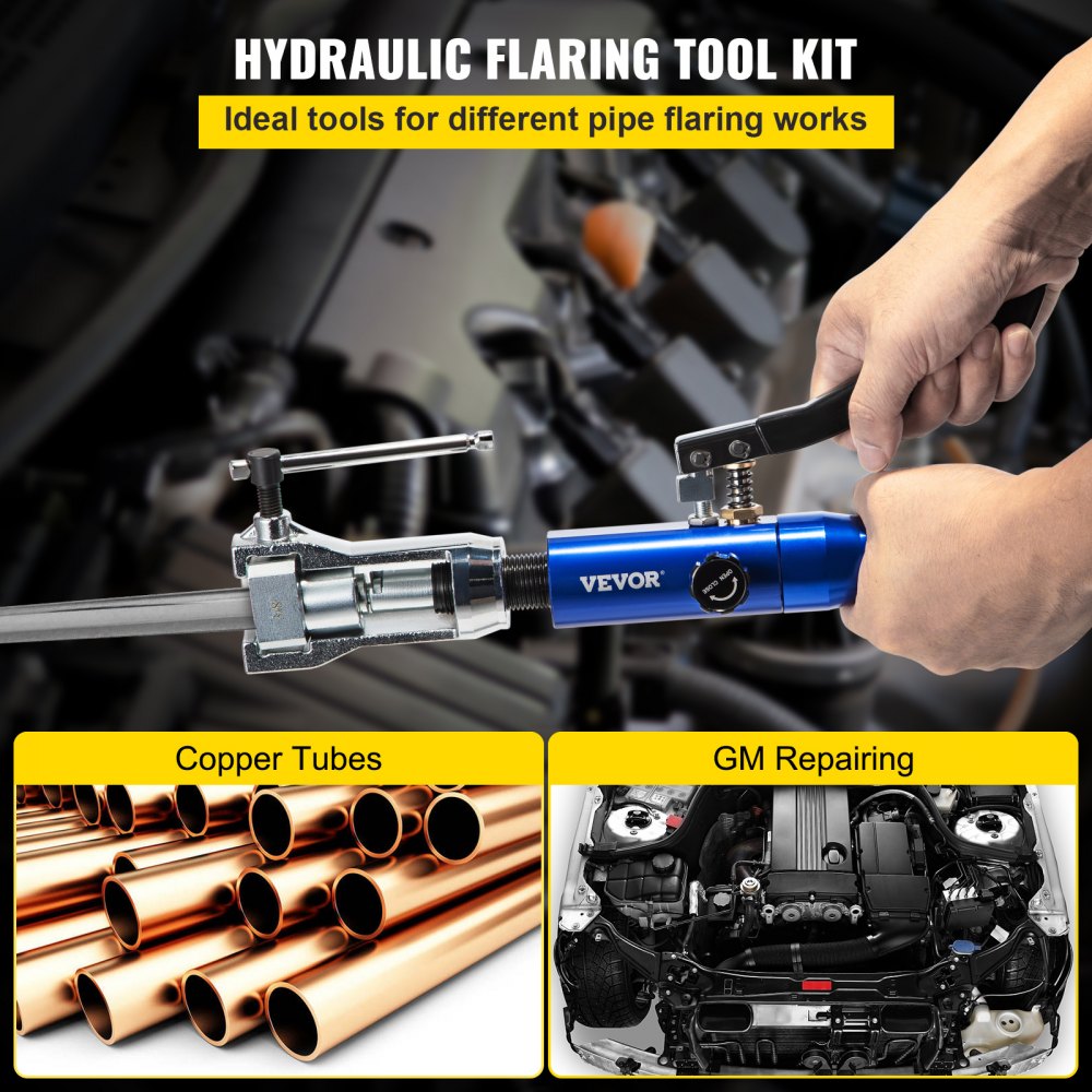 Hydraulic Flaring Tool Kit, 45° Double Flaring Tool, Brake Repair Brake Flaring Tools for 3/16"-1/2", Brake Flare Tool with Tube Cutter and Deburrer, 32 PCS Tube Flaring Tools for Copper Lines
