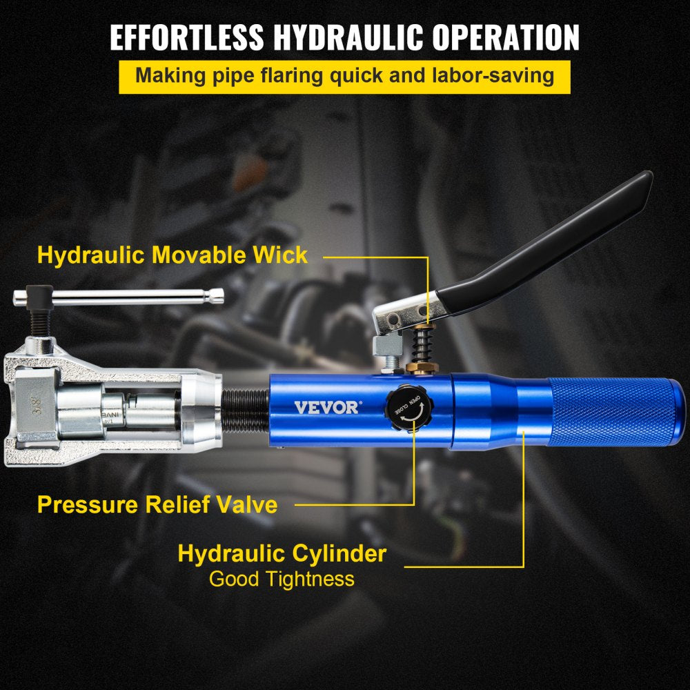 Hydraulic Flaring Tool Kit, 45° Double Flaring Tool, Brake Repair Brake Flaring Tools for 3/16"-1/2", Brake Flare Tool with Tube Cutter and Deburrer, 32 PCS Tube Flaring Tools for Copper Lines