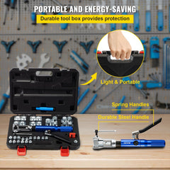 Hydraulic Flaring Tool Kit, 45° Double Flaring Tool, Brake Repair Brake Flaring Tools for 3/16"-1/2", Brake Flare Tool with Tube Cutter and Deburrer, 32 PCS Tube Flaring Tools for Copper Lines