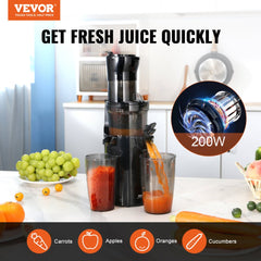 Masticating Juicer, Cold Press Juicer Machine, 2.6" Large Feed Chute Slow Juicer, Juice Extractor Maker with High Juice Yield, Easy to Clean with Brush, for High Nutrient Fruits Vegetables