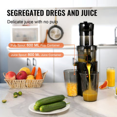 Masticating Juicer, Cold Press Juicer Machine, 2.6" Large Feed Chute Slow Juicer, Juice Extractor Maker with High Juice Yield, Easy to Clean with Brush, for High Nutrient Fruits Vegetables