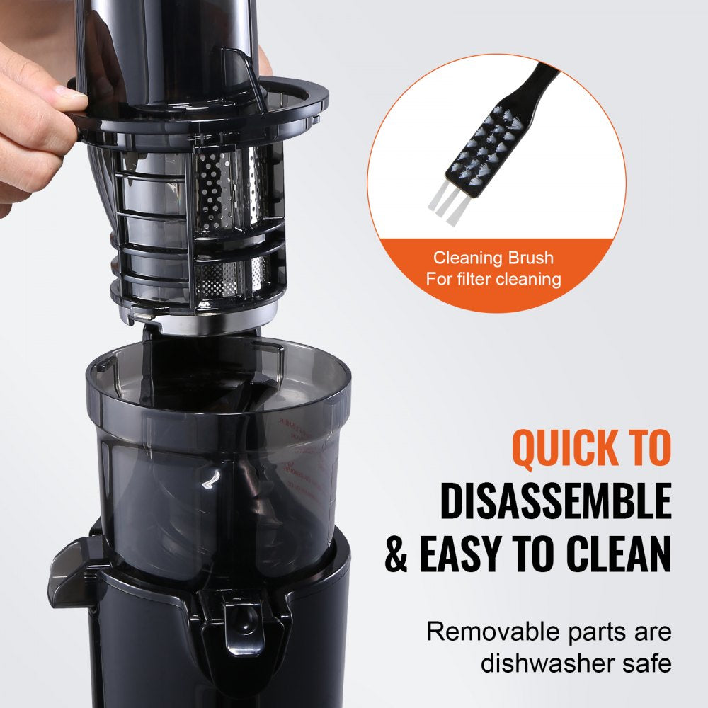 Masticating Juicer, Cold Press Juicer Machine, 2.6" Large Feed Chute Slow Juicer, Juice Extractor Maker with High Juice Yield, Easy to Clean with Brush, for High Nutrient Fruits Vegetables