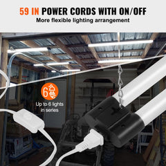 10 Pack LED Shop Light, 4 FT, 40W Linkable Shop Light Fixture, 4500 LM Surface & Hanging Mount Ceiling Lights 59 in Power Cords with ON/OFF Switch, for Garage Warehouse Home Workshop and Office