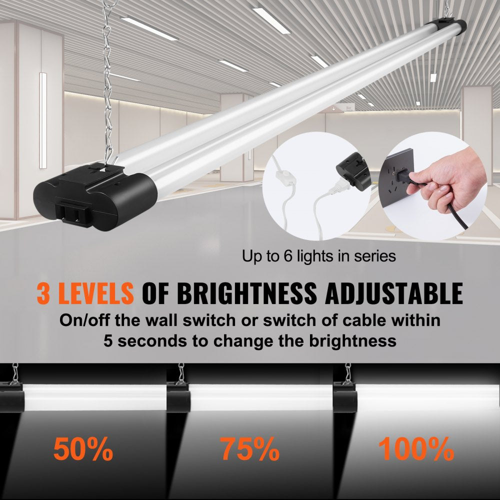 4 Pack LED Shop Light, 4 FT, 40W Linkable Shop Light Fixture, 4500 LM Surface & Hanging Mount Ceiling Lights 59 in Power Cords with ON/OFF Switch, for Garage Warehouse Home Workkshop and Office