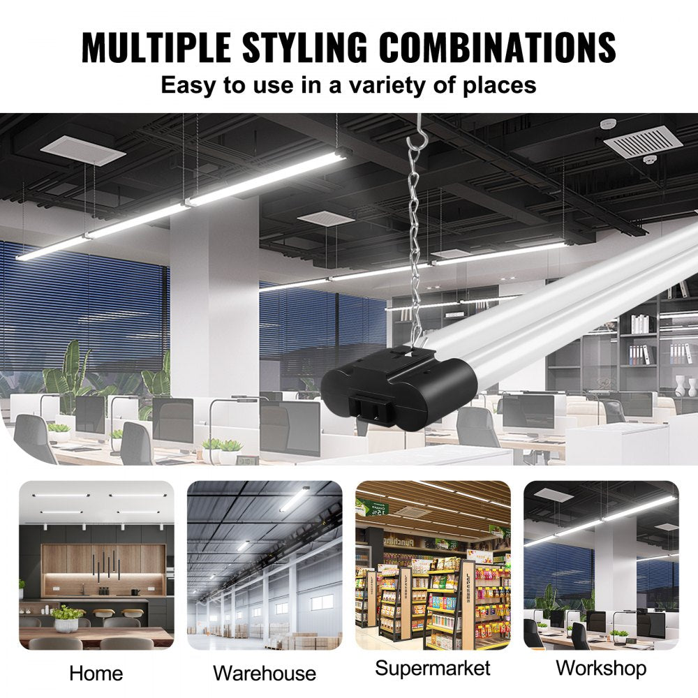 4 Pack LED Shop Light, 4 FT, 40W Linkable Shop Light Fixture, 4500 LM Surface & Hanging Mount Ceiling Lights 59 in Power Cords with ON/OFF Switch, for Garage Warehouse Home Workkshop and Office