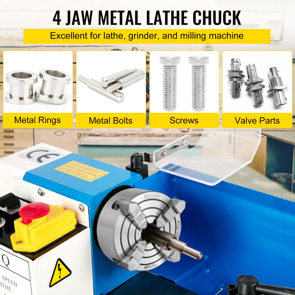 5-inch Bostome K72-125 lathe chuck with 4 independent jaws and reversible design.