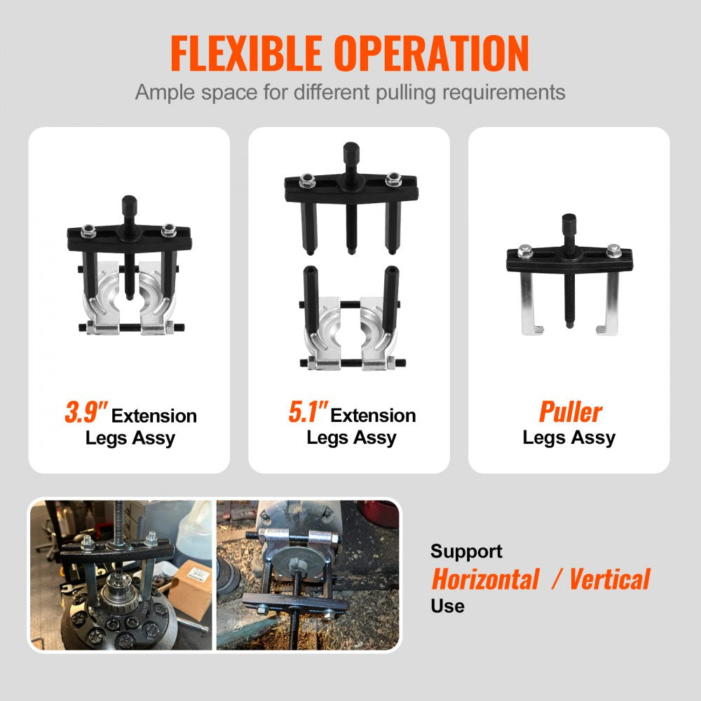 Bearing Puller Kit 14-Piece, 5 Ton Bearing Separator, Pinion Wheel Bearing Removal Kit with 2" and 3" Jaws, Bearing Separator and Puller Set, Heavy Duty Bearing Splitter Tool Kit with Case
