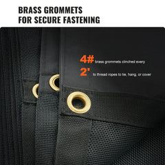 Dump Truck Mesh Tarp, 7.5x18 ft, PVC Coated Black Heavy Duty Cover with 5.5" 18oz Double Pocket, Brass Grommets, Reinforced Double Needle Stitch Webbing Fits Manual or Electric Dump Truck System