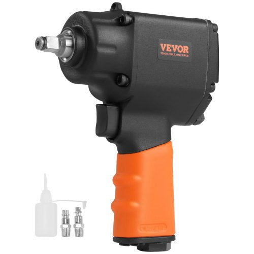 Lightweight Bostome 3/8" air impact wrench with 690 ft-lbs torque and anti-slip rubber handle.