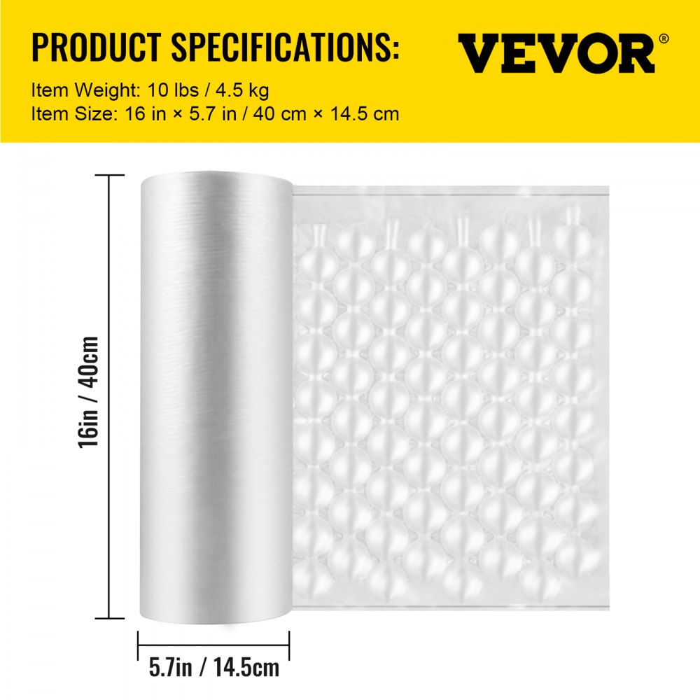 Air Cushion Film, 984Ft Length Air Pillow Bubble Bags Film, 16 Inch Width Film, Roll Bubble Bags Film for Wrap Machine
