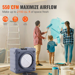 Air Scrubber with 3-Stage Filtration, Stackable Negative Air Machine 550 CFM, Air Cleaner with MERV10, Carbon, H13 HEPA, for Home, Industrial and Commercial Use