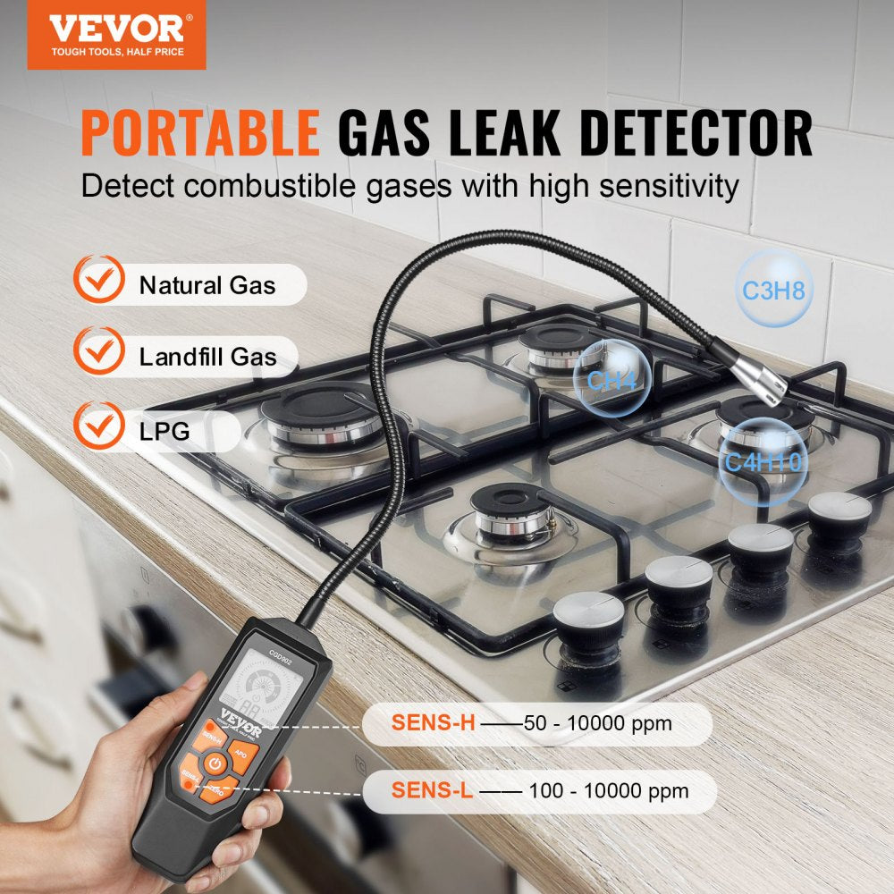 Gas Leak Detector 50-10,000 PPM Natural Gas Detector with 18.5-inch Probe