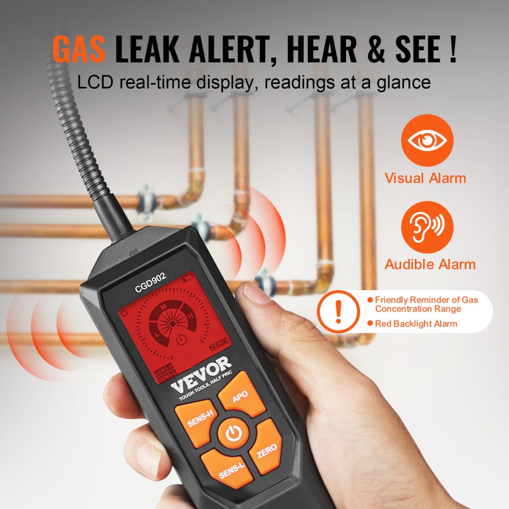 Gas Leak Detector 50-10,000 PPM Natural Gas Detector with 18.5-inch Probe