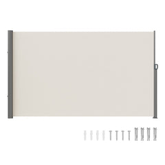 Retractable Side Awning, 63``x 118`` Outdoor Privacy Screen, 180g Polyester Water-proof Retractable Patio Screen, UV 30+ Room Divider Wind Screen for Patio, Backyard, Balcony, Beige