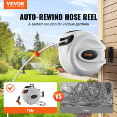 Retractable Hose Reel Water Hose Reel 115`x1/2" 180° Swivel Wall-Mounted