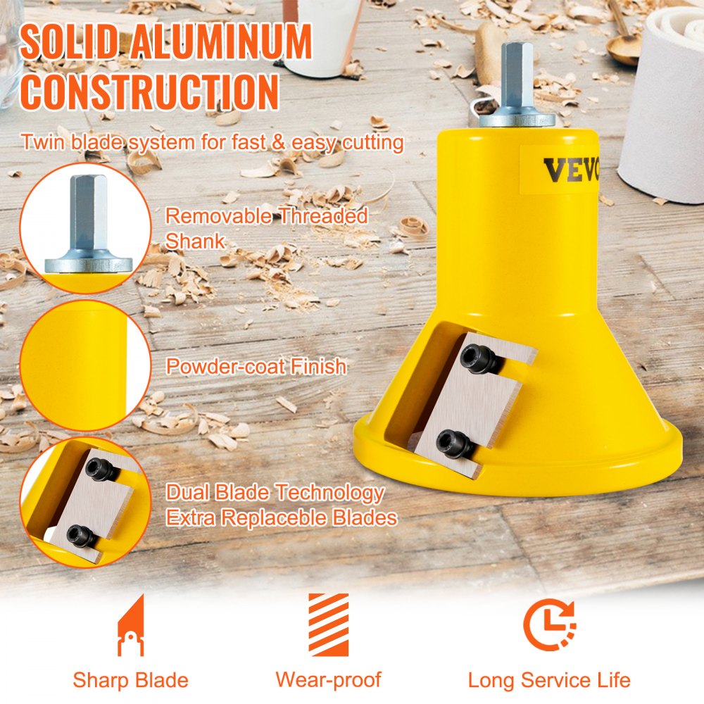 Bostome Log Tenon Cutter Kit with three sizes and dual straight blades on a white background.