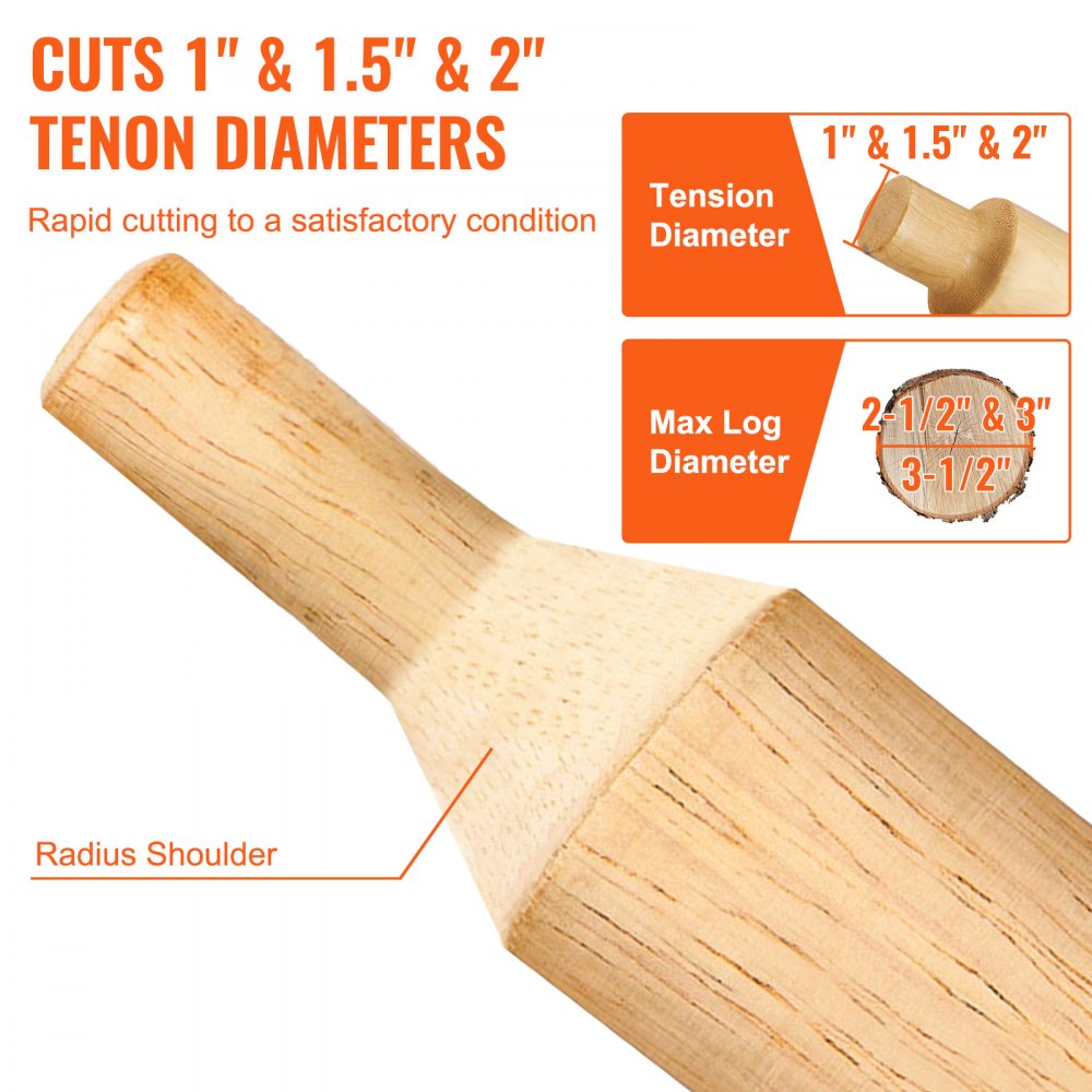 Bostome Log Tenon Cutter Kit with three sizes and dual straight blades on a white background.