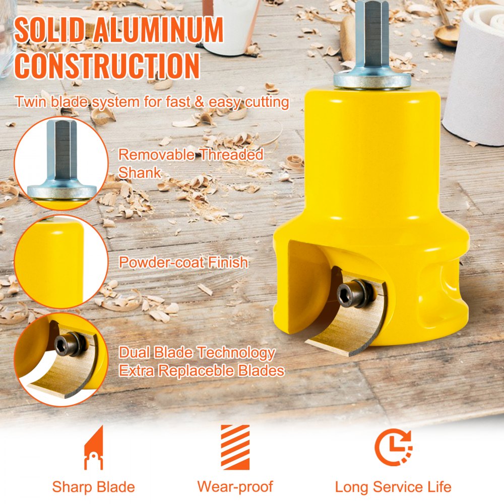 Tenon Cutter, 1.5" / 38 mm Diameter, with Dual Curved Blades & Button Screws Home Master Kit, Premium Aluminum & Steel Log Furniture Cutter, Commercial Woodworking Tool for Home Beginner DIY
