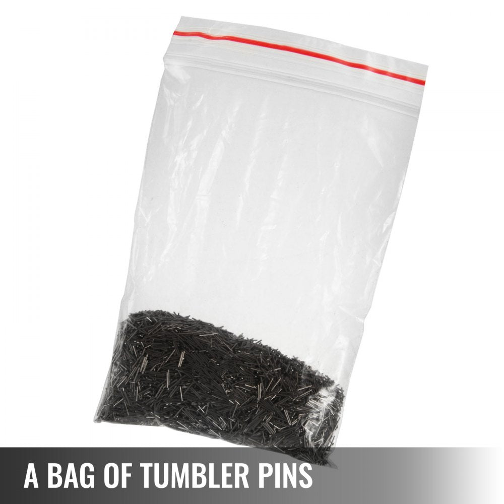 A bag of black tumbler pins for jewelry polishing, sealed in a clear zip pouch.
