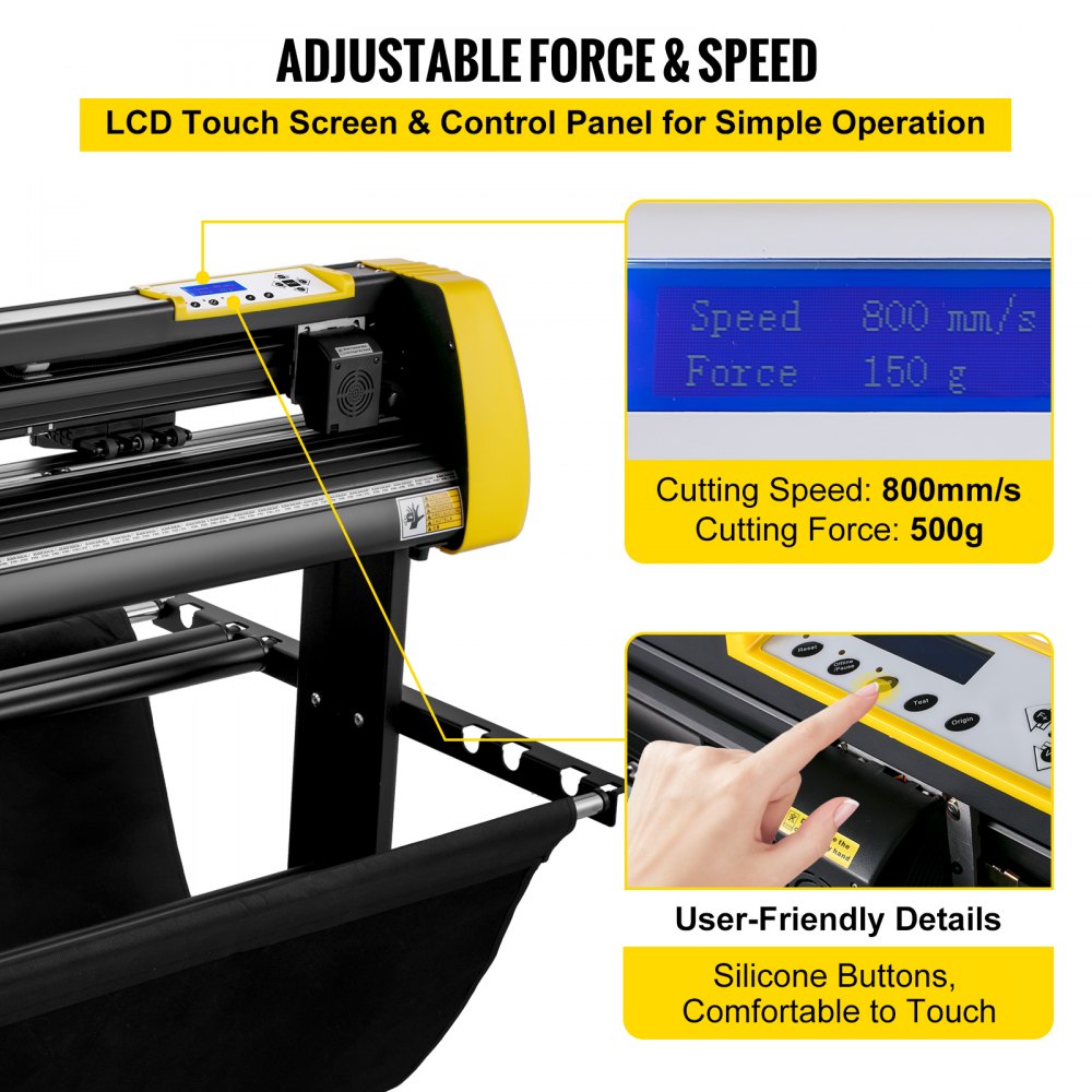 Vinyl Cutter Machine, 34 in / 870 mm Max Paper Feed Cutting Plotter, Automatic Camera Contour Cutting LCD Screen Printer w/Stand Adjustable Force and Speed for Sign Making Plotter Cutter