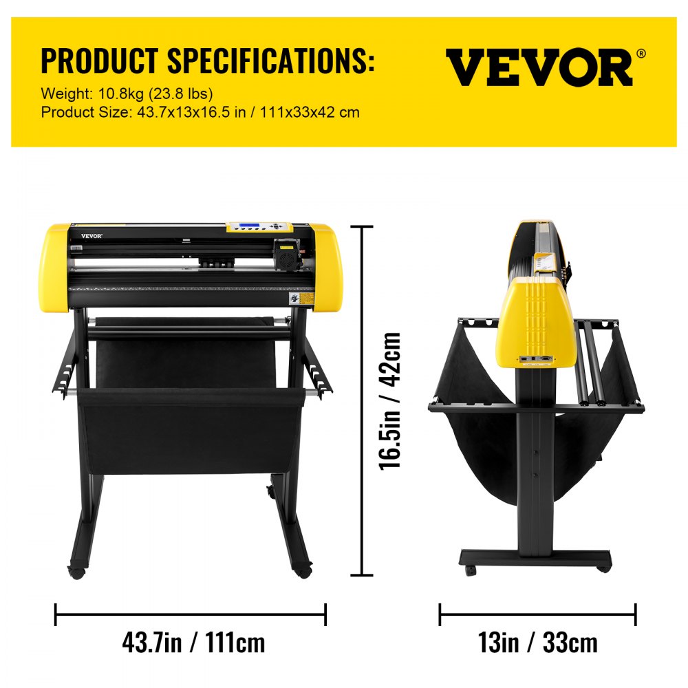 Vinyl Cutter Machine, 34 in / 870 mm Max Paper Feed Cutting Plotter, Automatic Camera Contour Cutting LCD Screen Printer w/Stand Adjustable Force and Speed for Sign Making Plotter Cutter