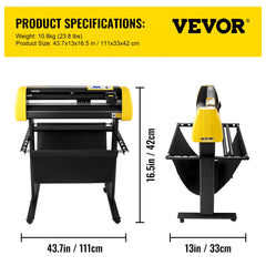 Vinyl Cutter Machine, 34 in / 870 mm Max Paper Feed Cutting Plotter, Automatic Camera Contour Cutting LCD Screen Printer w/Stand Adjustable Force and Speed for Sign Making Plotter Cutter
