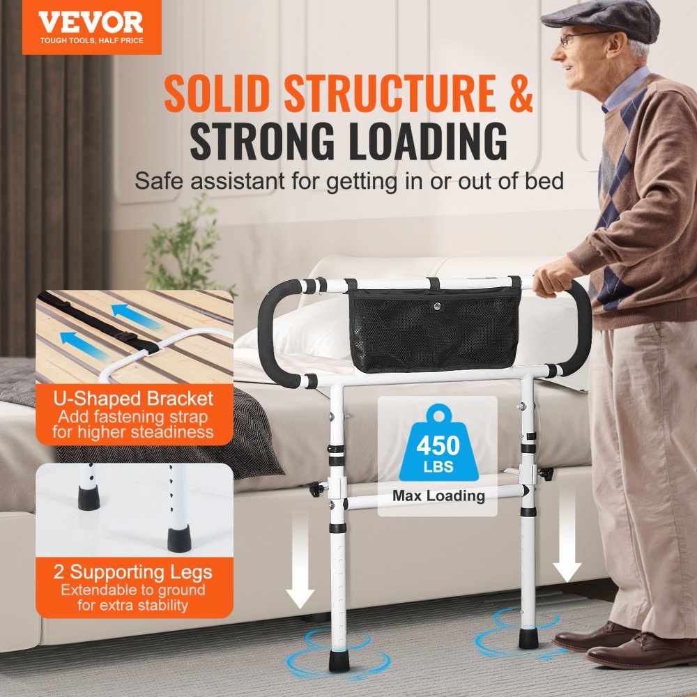 Bed Rails for Elderly Adults 180° Foldable Bed Rails for Seniors 450LBS