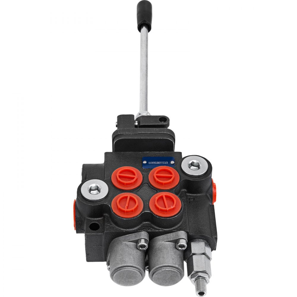 Bostome 2 spool hydraulic control valve with joystick and durable cast iron construction.