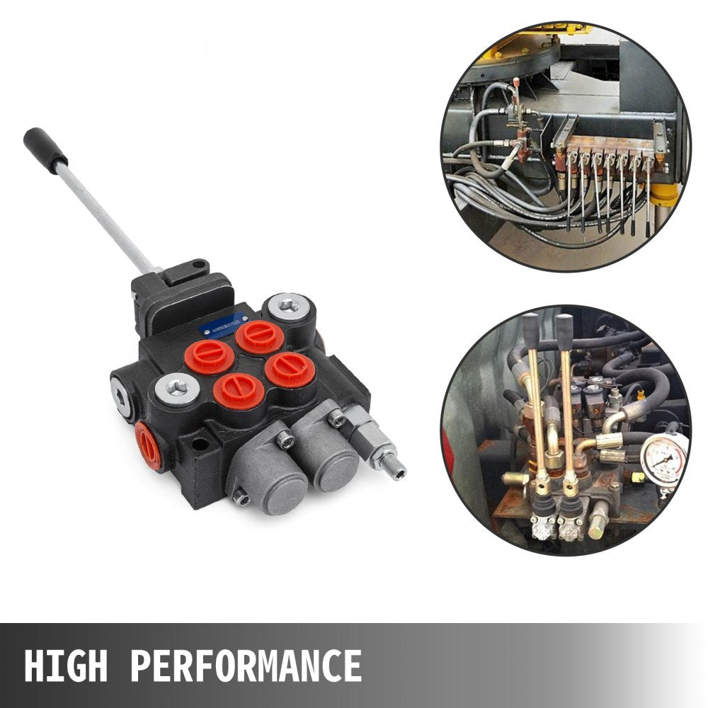 Bostome 2 spool hydraulic control valve with joystick for precise hydraulic system control.