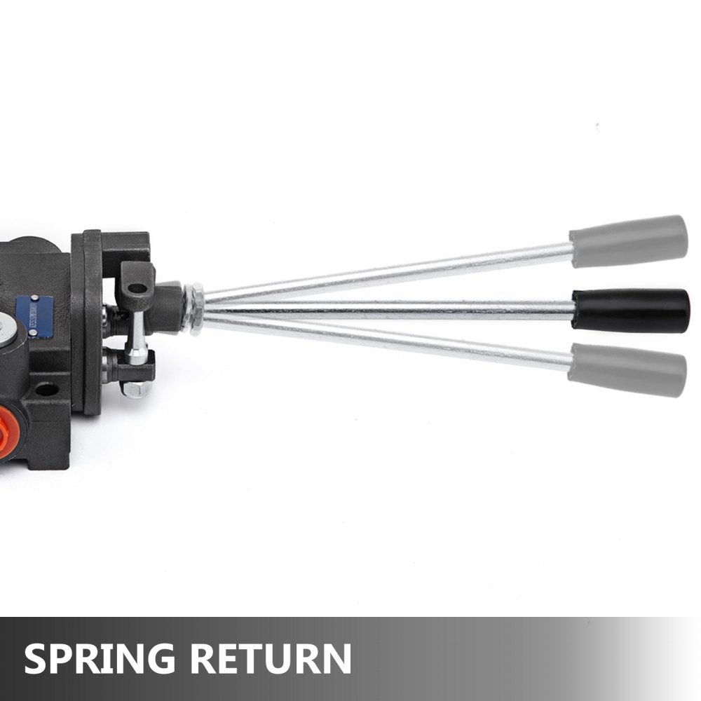 Bostome 2 spool hydraulic control valve with joystick and durable cast iron construction.