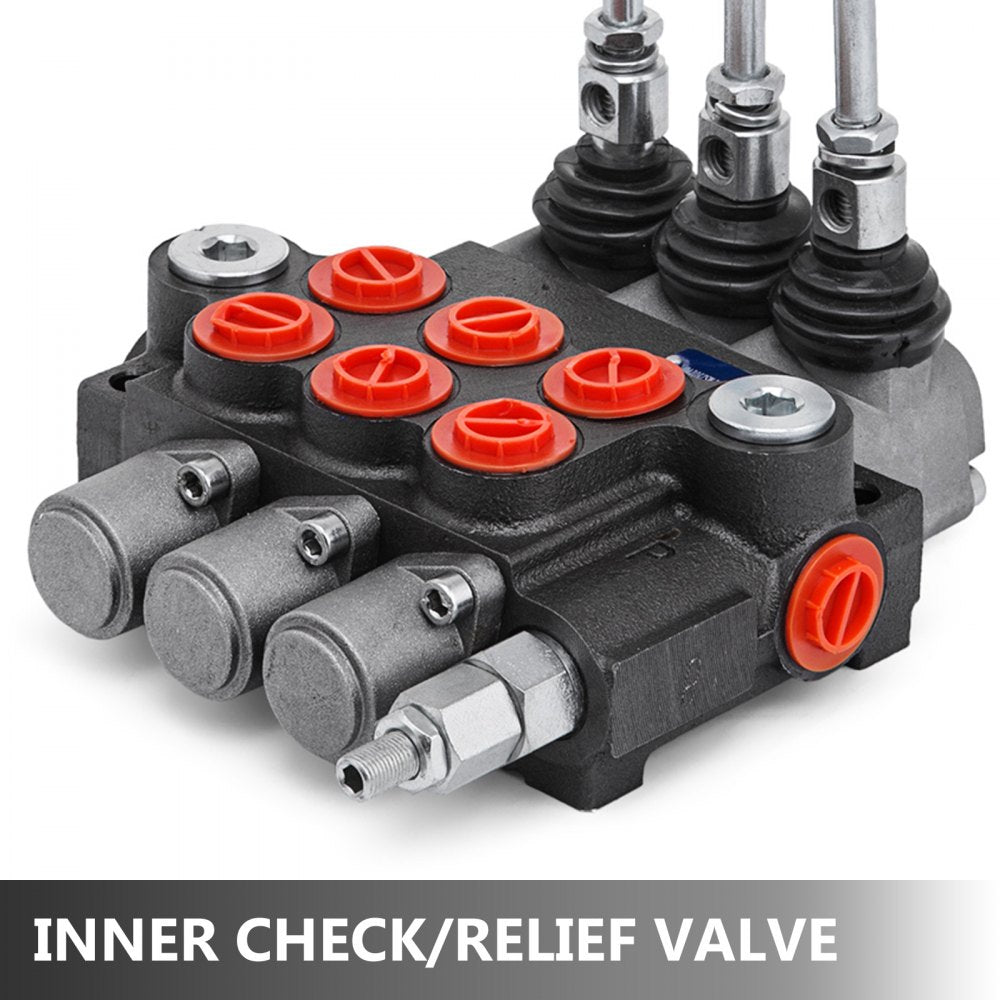 3 Spool Hydraulic Control Valve 11GPM Hydraulic Directional Control Valve Double Acting Hydraulic Valve for Tractors Loaders Tanks