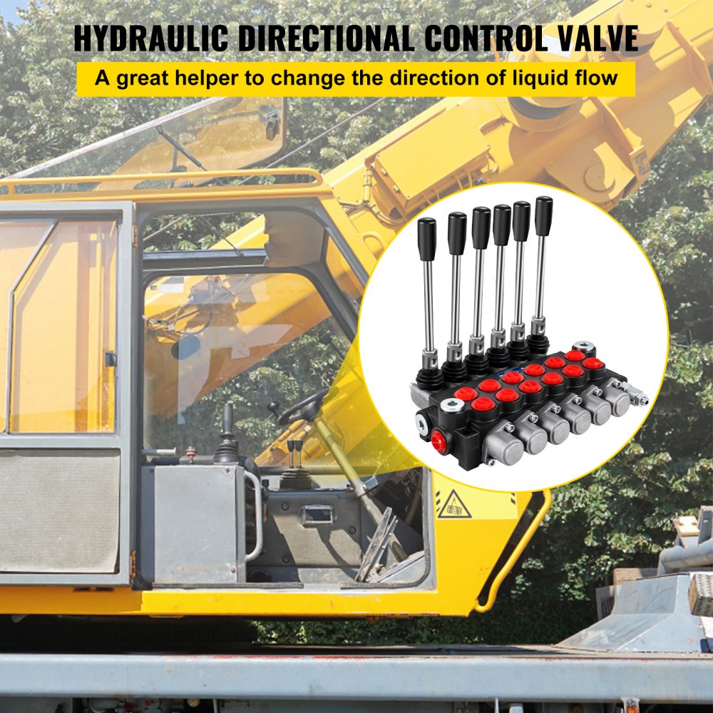 Bostome 6 spool hydraulic directional control valve with manual levers and durable iron construction.