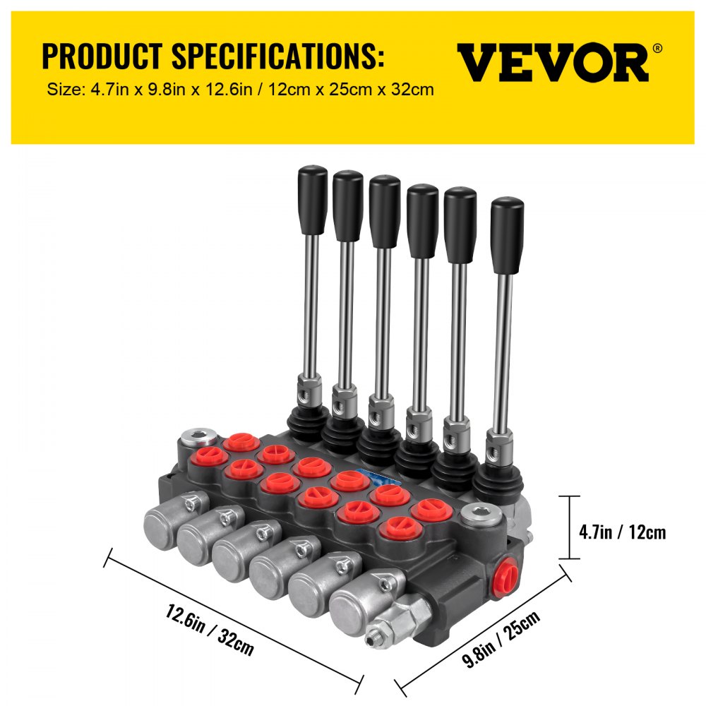 Bostome 6 spool hydraulic directional control valve with manual levers and durable iron construction.