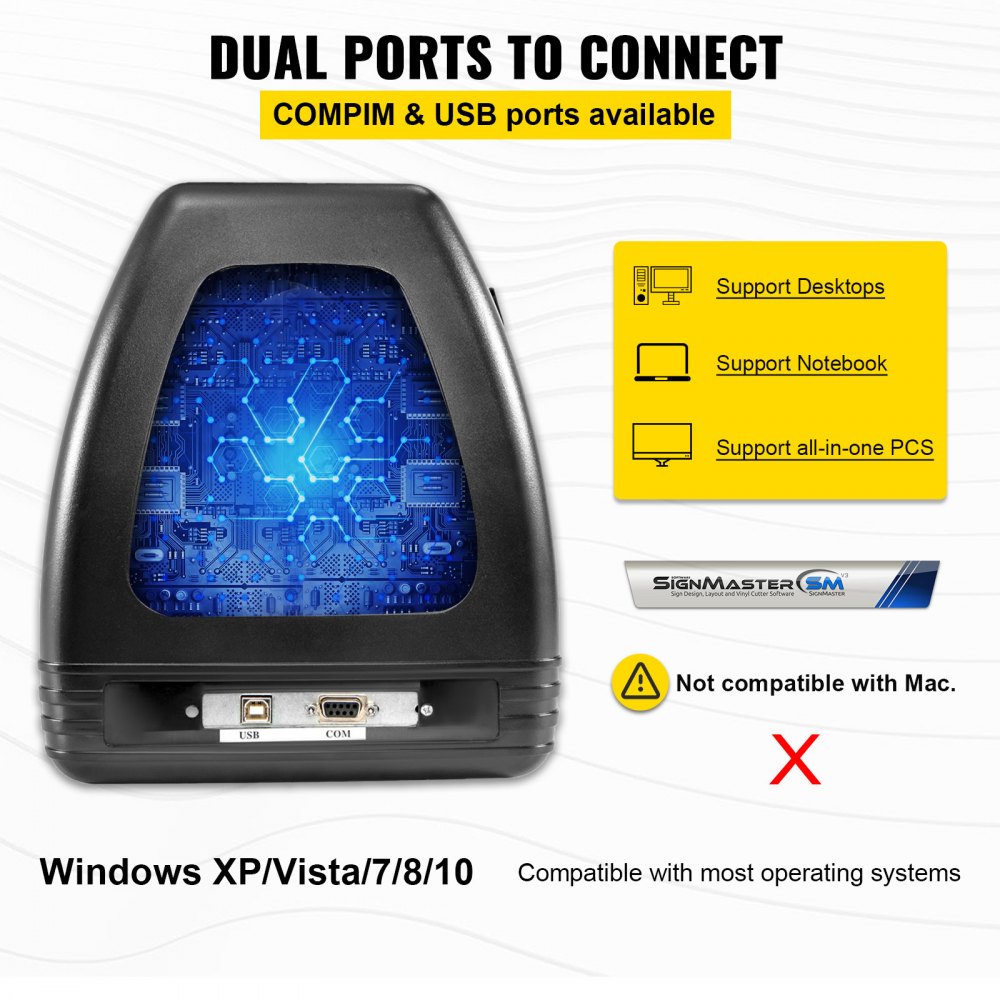 Bostome 53-inch vinyl cutter plotter machine with LCD display, stand, and adjustable force and speed controls.