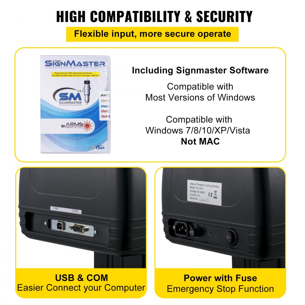 28-inch vinyl cutter plotter machine with LCD display and SignMaster software for precise cutting.
