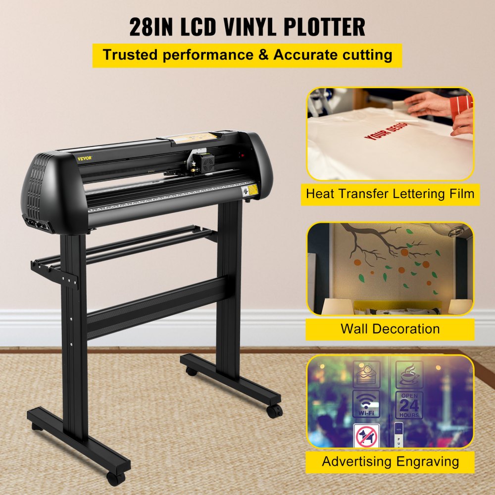 28-inch vinyl cutter plotter machine with software, blades, and accessories for crafting.