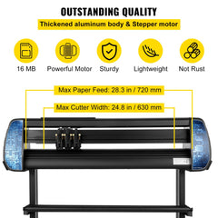 28-inch vinyl cutter plotter machine with adjustable rollers and LED digital panel.