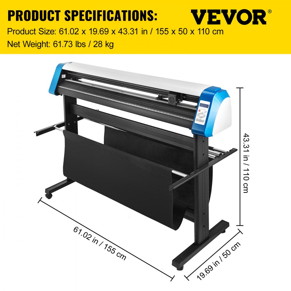 Vinyl Cutter 53 Inch Vinyl Cutter Machine Semi-Automatic DIY Vinyl Printer Cutter Machine Manual Positioning Sign Cutting with Floor Stand Signmaster Software
