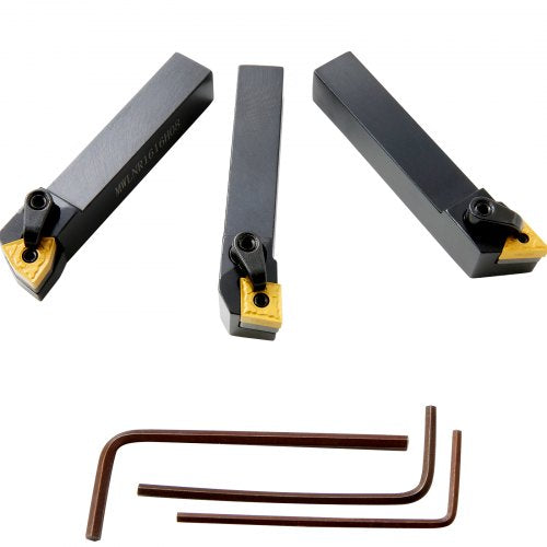 3 Pieces Indexable Lathe Turning Tool Holder, 5/8 in, CNC Heavy-Duty Metal Lathe Cutting Tools, with Tin Coated Carbide Inserts Aluminum Case, for Turning Grooving Threading Cut Off Holders Set