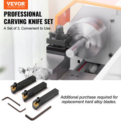 3 Pieces Indexable Lathe Turning Tool Holder, 5/8 in, CNC Heavy-Duty Metal Lathe Cutting Tools, with Tin Coated Carbide Inserts Aluminum Case, for Turning Grooving Threading Cut Off Holders Set