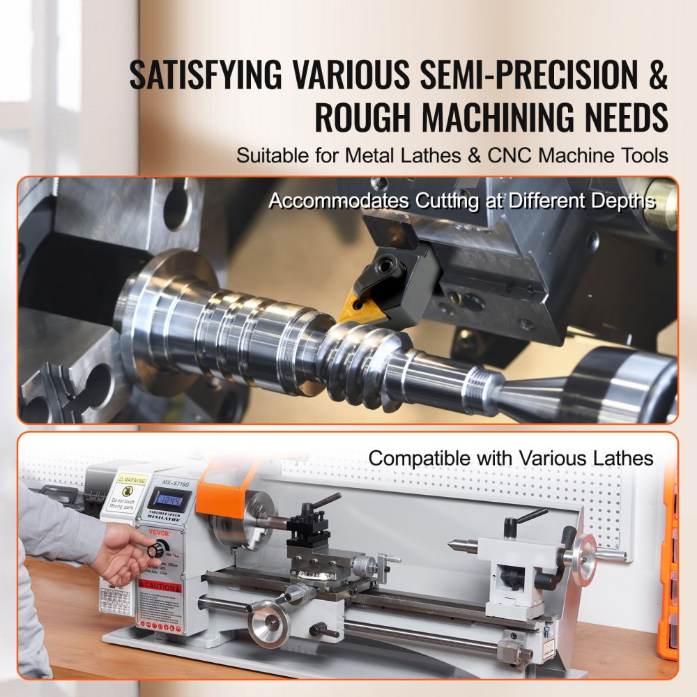 3 Pieces Indexable Lathe Turning Tool Holder, 5/8 in, CNC Heavy-Duty Metal Lathe Cutting Tools, with Tin Coated Carbide Inserts Aluminum Case, for Turning Grooving Threading Cut Off Holders Set