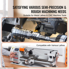 3 Pieces Indexable Lathe Turning Tool Holder, 5/8 in, CNC Heavy-Duty Metal Lathe Cutting Tools, with Tin Coated Carbide Inserts Aluminum Case, for Turning Grooving Threading Cut Off Holders Set