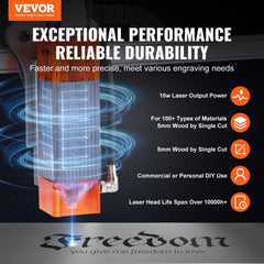 Bostome 10W Laser Engraver with 400x400mm area, designed for wood, metal, and acrylic cutting.