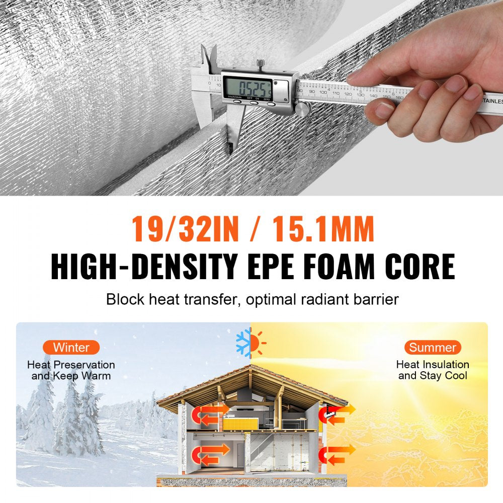 Double Reflective Insulation Roll Foam Core Radiant Barrier 48 in x 25 ft