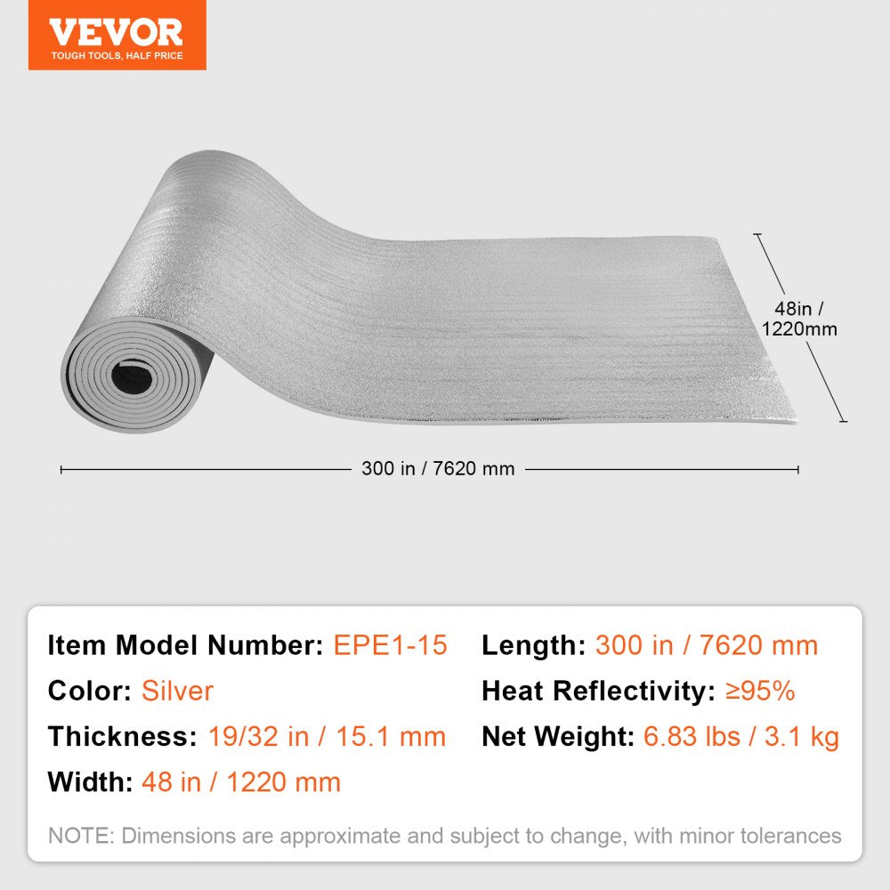 Double Reflective Insulation Roll Foam Core Radiant Barrier 48 in x 25 ft