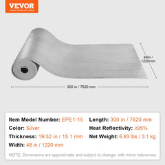 Double Reflective Insulation Roll Foam Core Radiant Barrier 48 in x 25 ft
